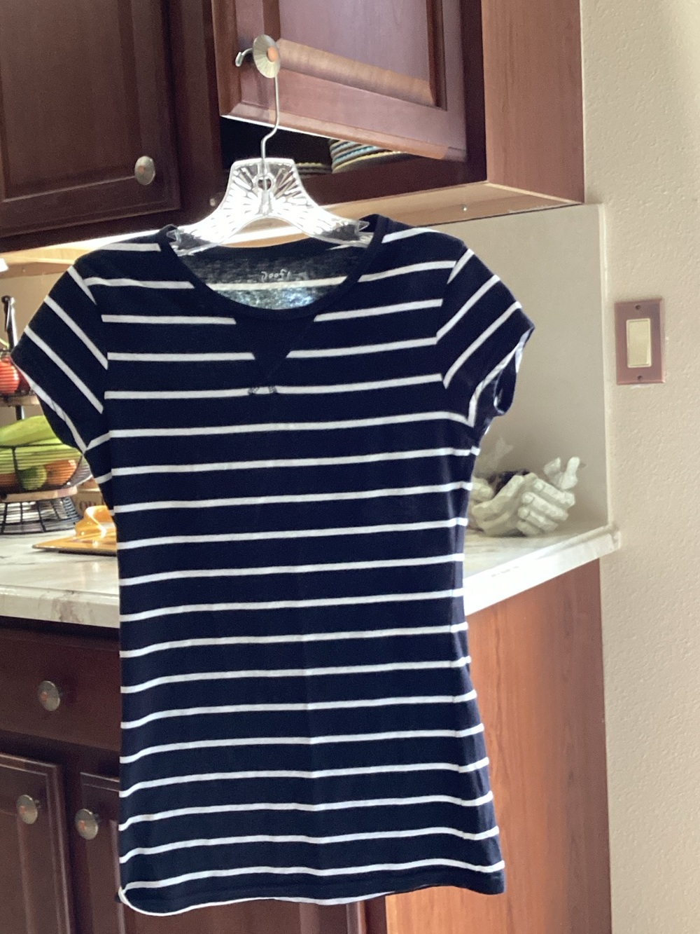 Poof! Black and White Striped Short Sleeve Tee